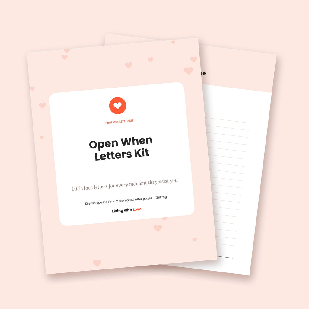 Printable Open When Letters Kit: cover and a letter page