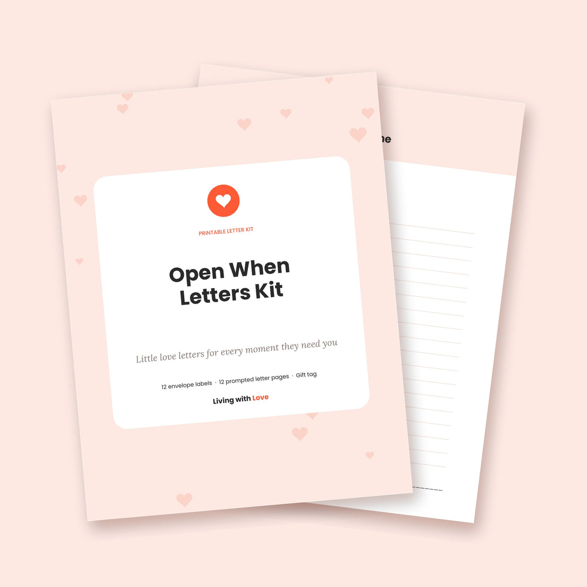 Printable Open When Letters Kit: cover and a letter page