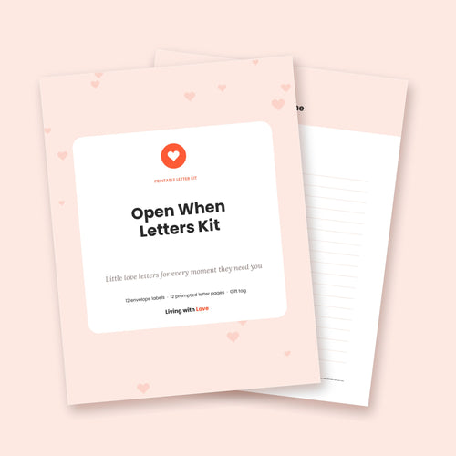 Printable Open When Letters Kit: cover and a letter page